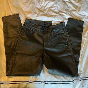 Black waxed denim / leather pants 
“The skinny curvy fit” mid rise full length